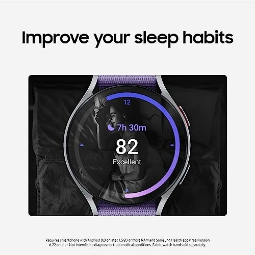 Smartwatch displaying sleep tracking interface with 7 hours 30 minutes of sleep and 'Excellent' rating.